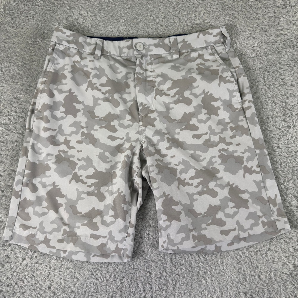 Mizzen+Main Helmsman Mens Performance Golf Shorts 30W Grey White Camo Stretch 8L